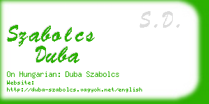 szabolcs duba business card